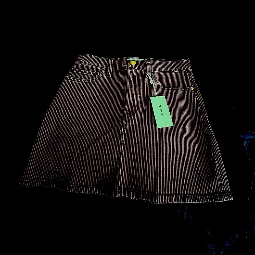 Frame- Le mini skirt railroad. Blue & Pink stripes. Size 27